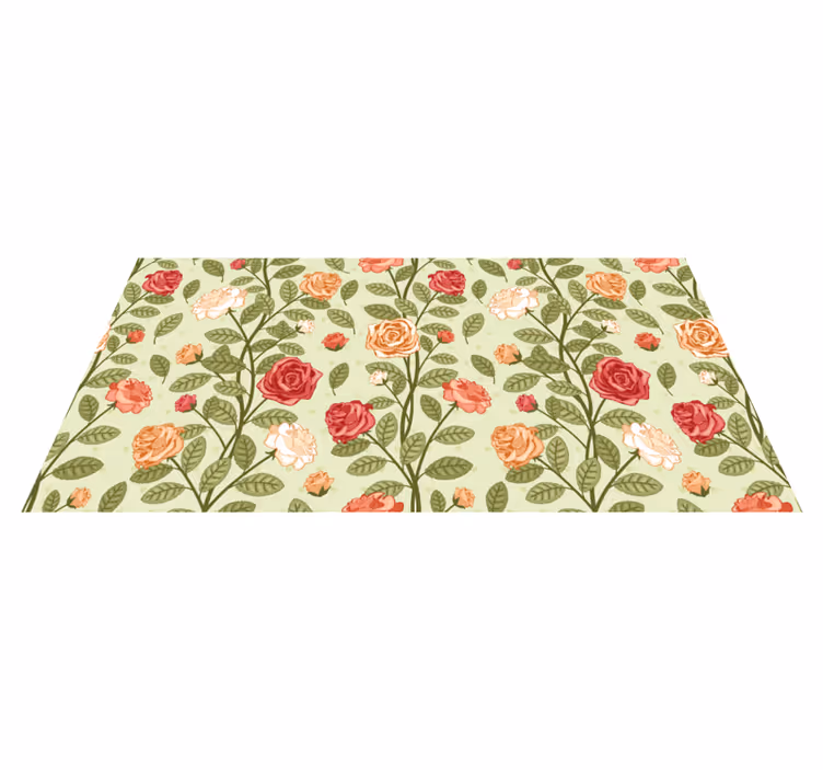Vinyl tapijt bloemen en planten set van vintage rozen - TenStickers