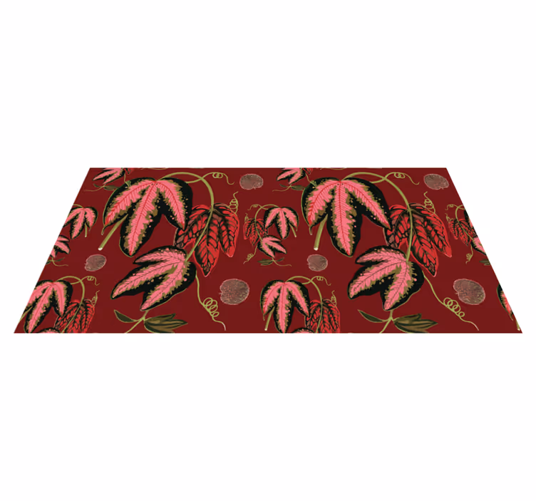 Vinyl tapijt bloemen en planten rode maranta warme kleuren - TenStickers