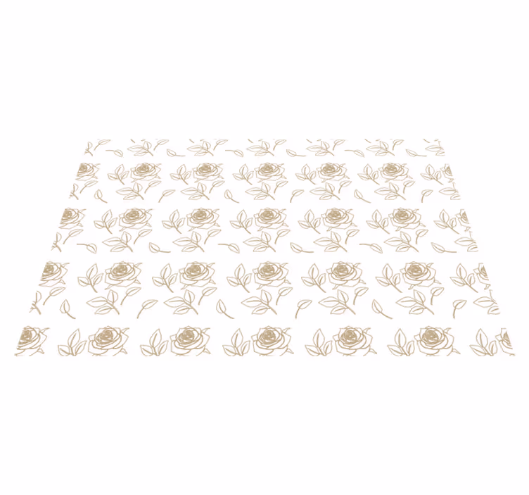 Vinyl tapijt bloemen en planten rozenpatroon beige achtergrond - TenStickers