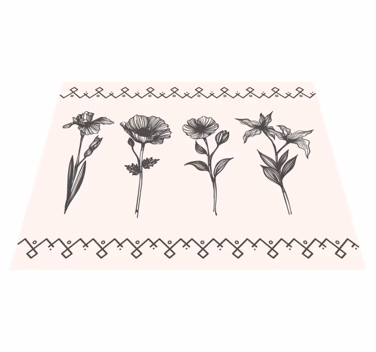 Vinyl tapijt bloemen en planten realistische vintage botanica - TenStickers