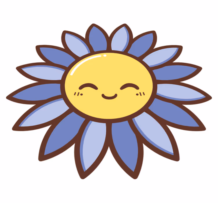 Vinyl tapijt bloemen en planten silhouet blije paarse bloem - TenStickers