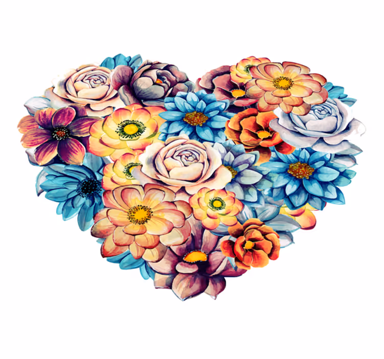 Vinyl tapijt bloemen en planten prachtig hart vol bloemen - TenStickers