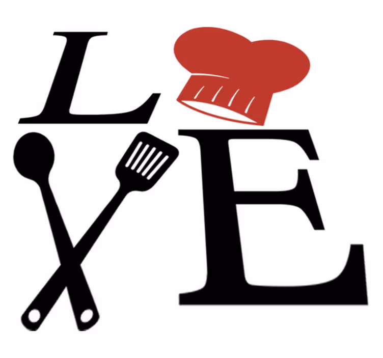 Vinyl vloerkleed keuken love of chef - TenStickers