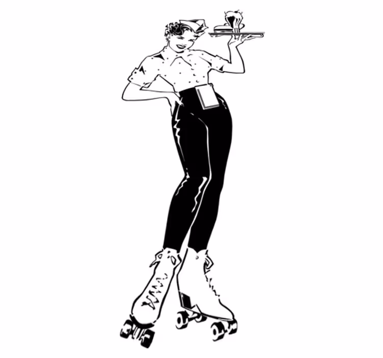 Vinyl vloerkleed keuken vintage serveerster - TenStickers