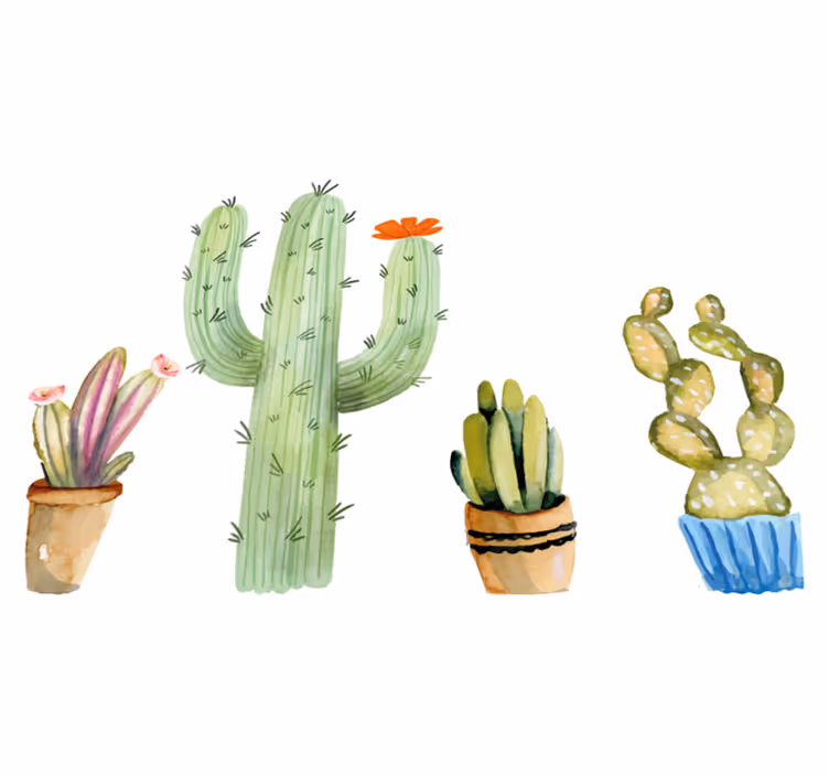 Vinyl tapijt eetkamer set variëteit van cactussen - TenStickers