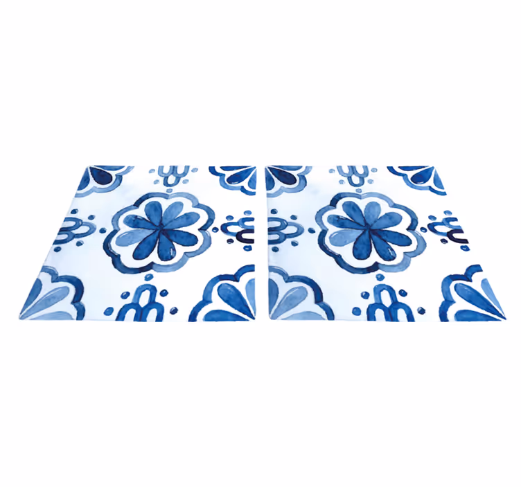 Vinyl tapijt eetkamer met bloemen cementtegels patroon - TenStickers