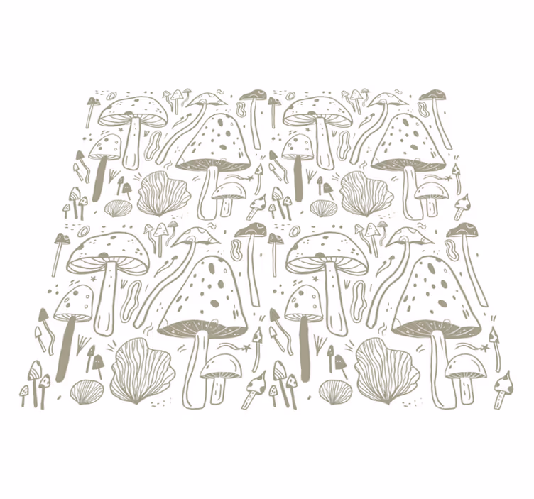 Vinyl tapijt eetkamer beige paddenstoelen patroon - TenStickers