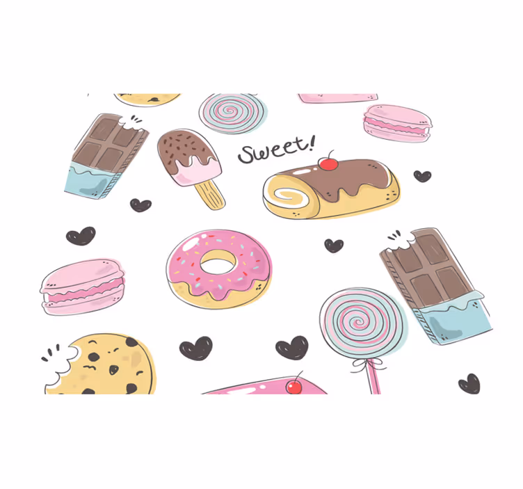 Vinyl vloerkleed keuken heerlijke desserts - TenStickers