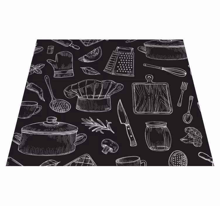 Vinyl vloerkleed keuken elegante bestek - TenStickers