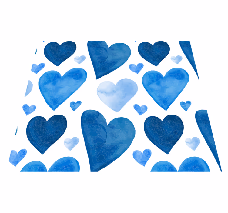 Vinyl vloerkleed keuken blauwe zoete harten - TenStickers