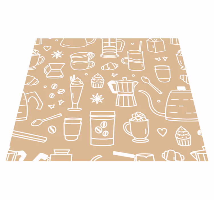 Vinyl vloerkleed keuken koffie kopjes en glazen patroon - TenStickers