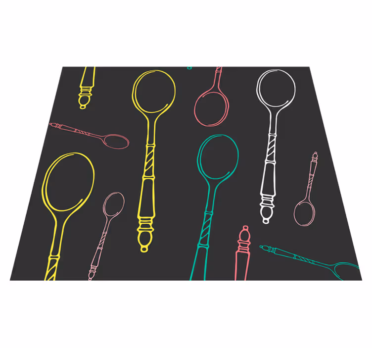 Vinyl vloerkleed keuken met gekleurde lepels - TenStickers