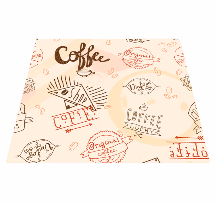 Vinyl vloerkleed keuken koffie iconen - TenStickers