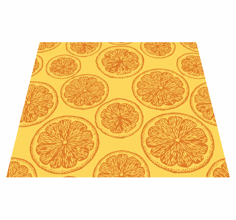 Vinyl vloerkleed keuken oranje handgetekend patroon - TenStickers