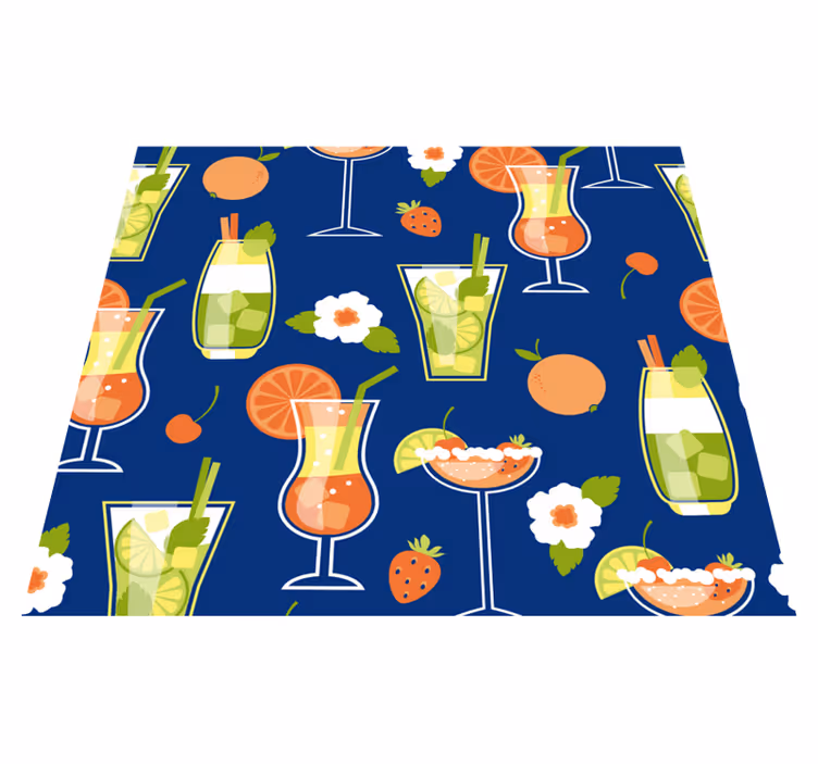 Vinyl vloerkleed keuken vintage cocktails - TenStickers