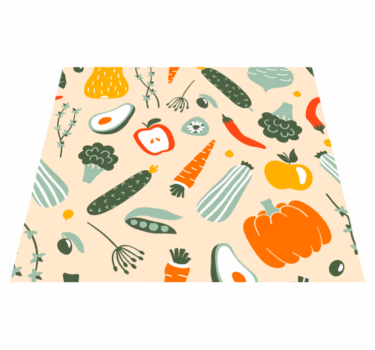 Vinyl vloerkleed keuken beige voedselpatroon - TenStickers