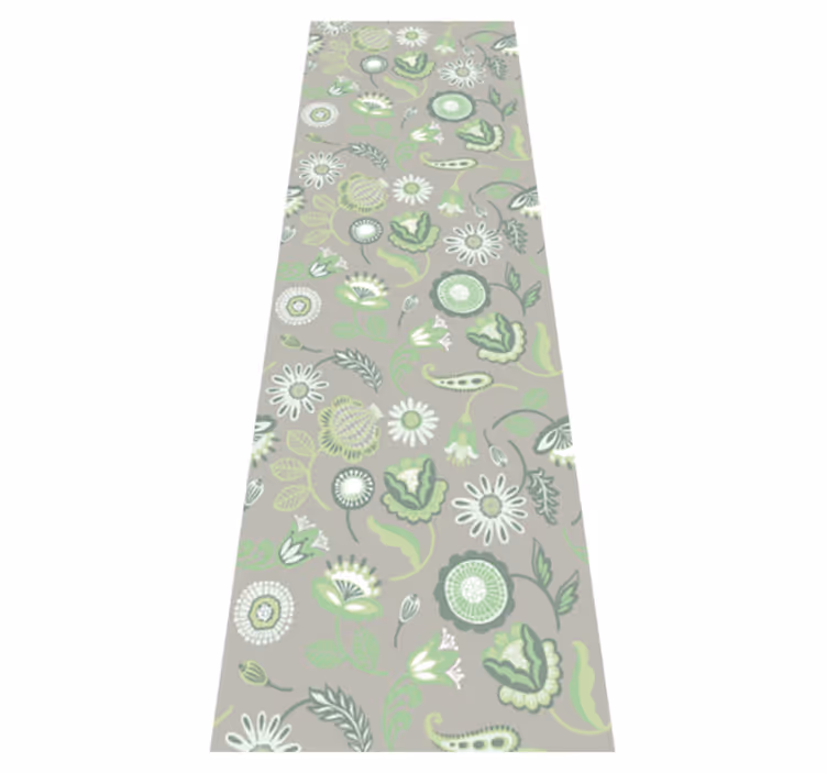 Vinyl vloerkleed keuken delicate groene bloemenpatroon - TenStickers