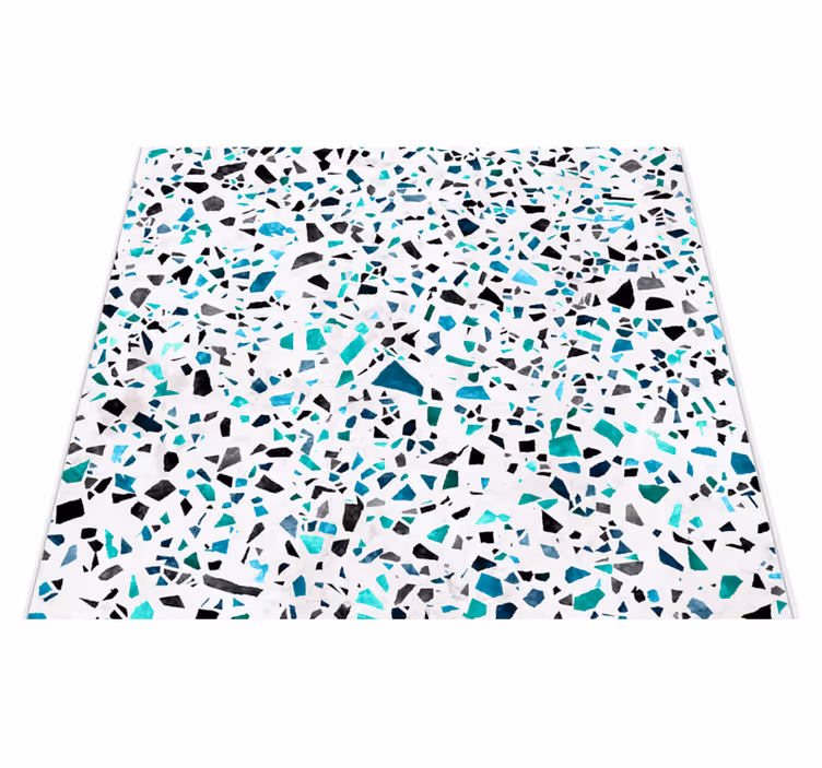 Vinyl vloerkleed keuken blauwe marmer tegels - TenStickers