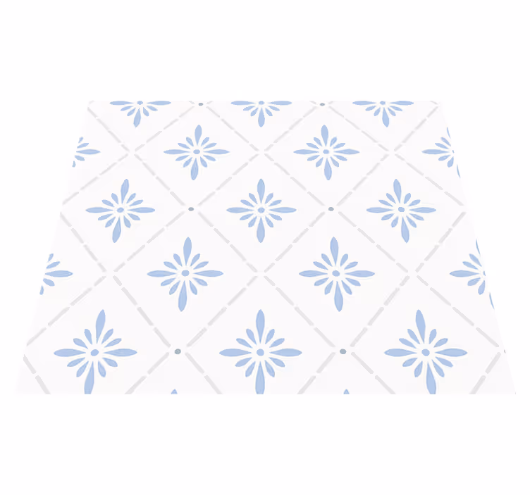 Vinyl vloerkleed keuken blauwe ruittegels - TenStickers