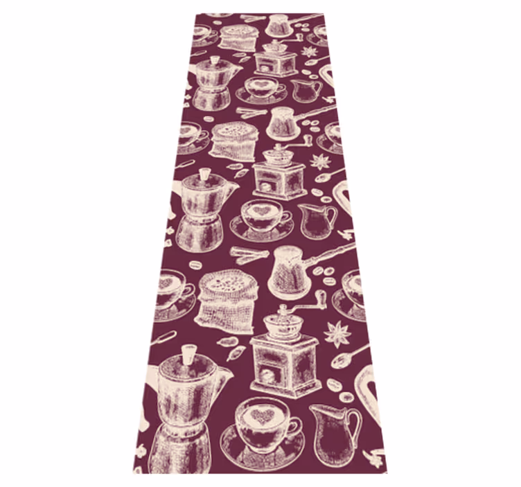 Vinyl vloerkleed keuken koffiepatroon ontwerp - TenStickers
