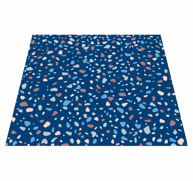 Vinyl vloerkleed keuken donkerblauw terrazo - TenStickers