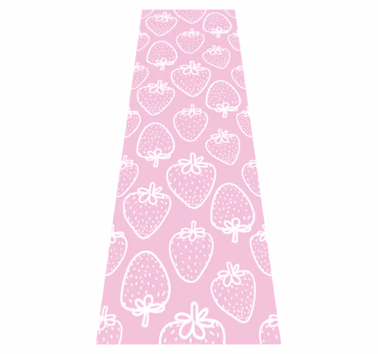 Vinyl vloerkleed keuken naadloos roze aardbeienpatroon - TenStickers