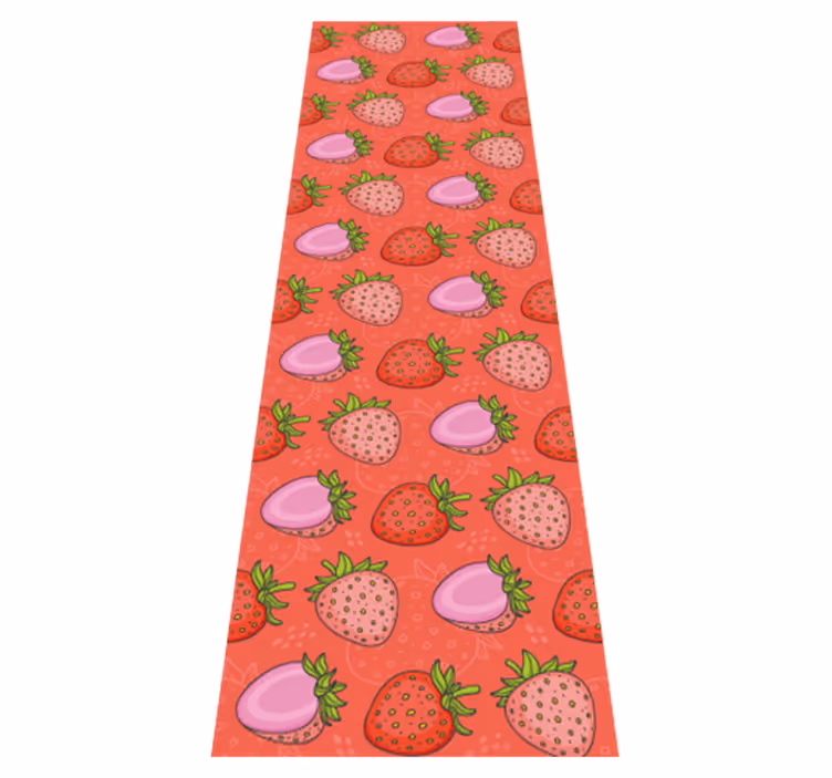 Vinyl vloerkleed keuken naadloze rode en roze aardbeien - TenStickers