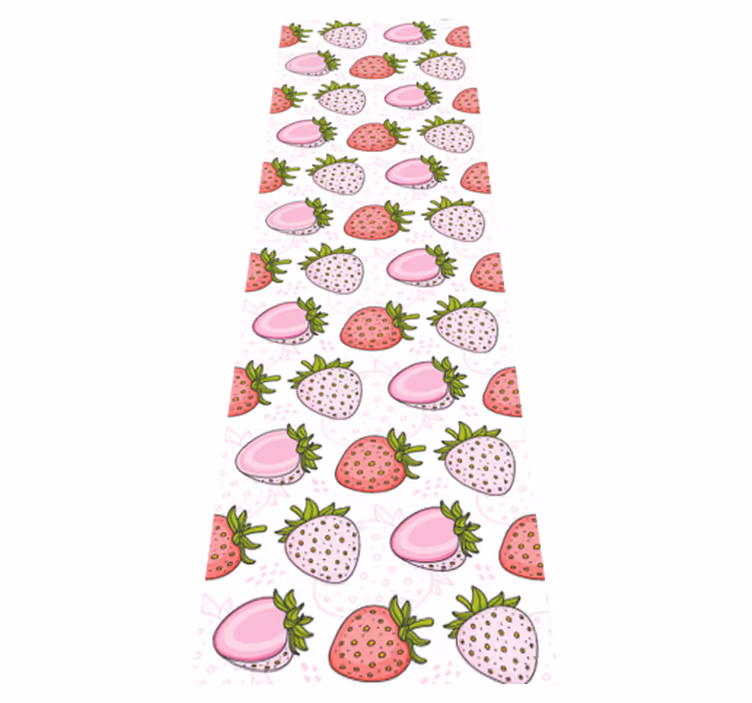 Vinyl vloerkleed keuken naadloze roze en rode aardbeien - TenStickers