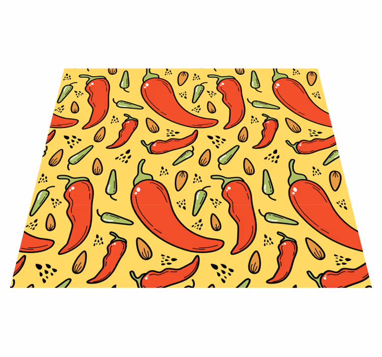 Vinyl vloerkleed keuken rode en groene chili - TenStickers