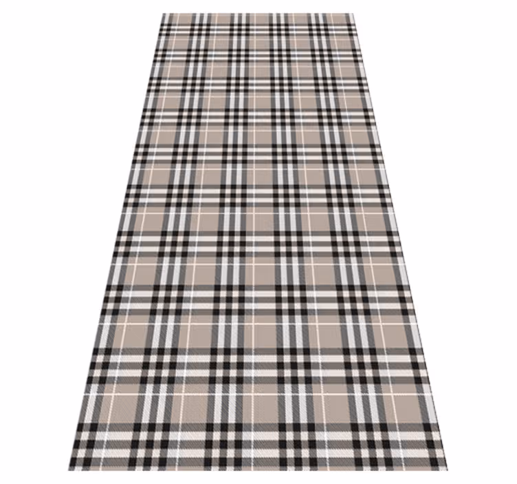 Vinyl vloerkleed keuken traditioneel grijs tartan patroon - TenStickers