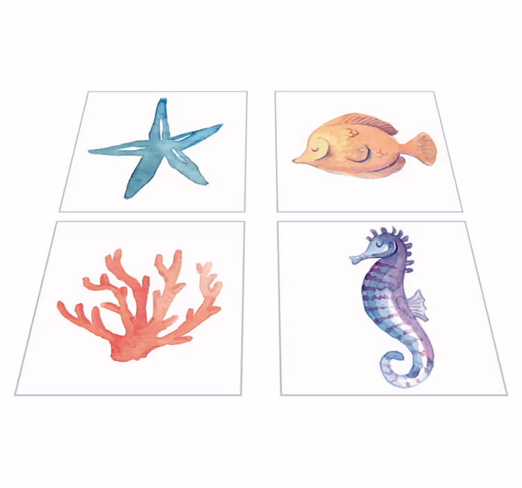 Vinyl vloerkleed badkamer zeedieren - TenStickers