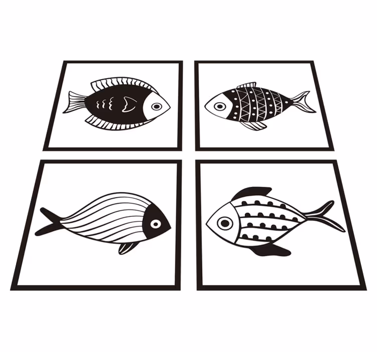 Vinyl vloerkleed badkamer met mooi vispatroon tegels - TenStickers