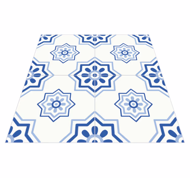 Vinyl vloerkleed badkamer blauwe tegelstickers - TenStickers