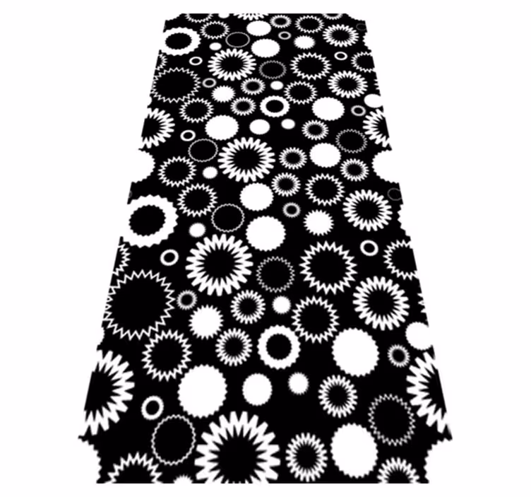 Vinyl vloerkleed badkamer zwart-witte zonnebloemen - TenStickers