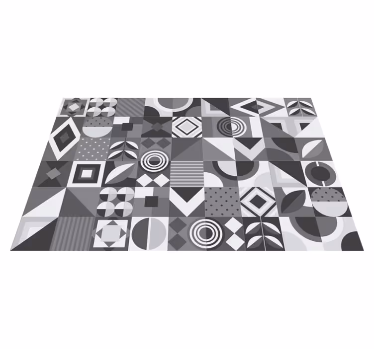 Vinyl vloerkleed badkamer grijze geometrische tegels - TenStickers