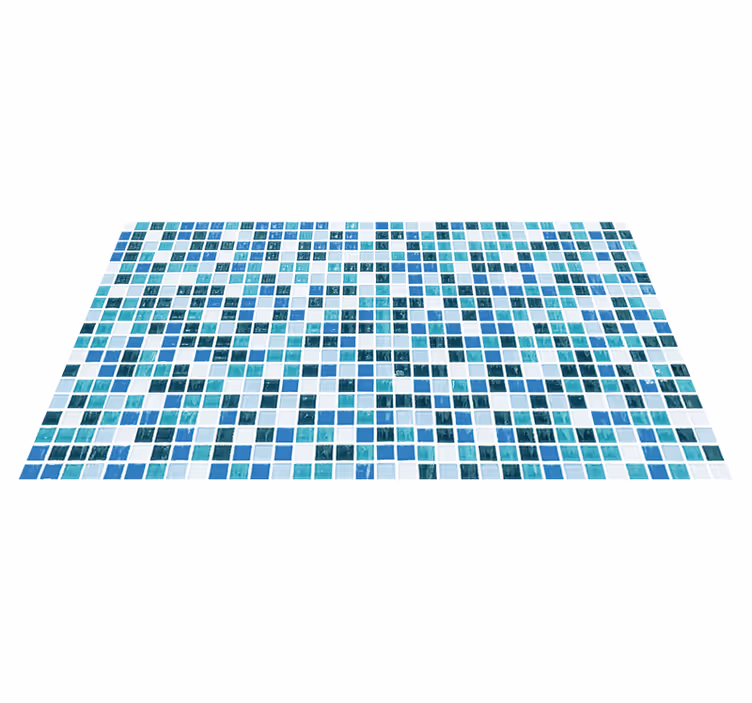Vinyl vloerkleed badkamer mozaïek blauwe tegels - TenStickers