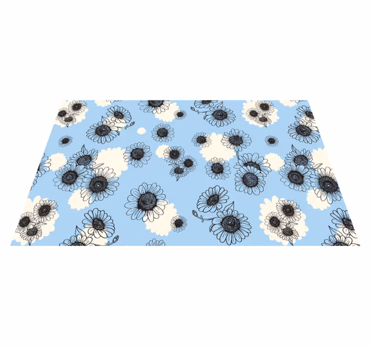 Vinyl tapijt bloemen en planten madeliefjes patroon - TenStickers