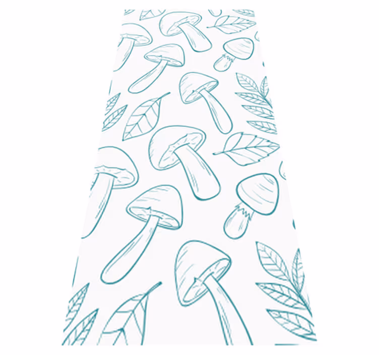 Vinyl tapijt bloemen en planten met paddenstoelenpatroon - TenStickers
