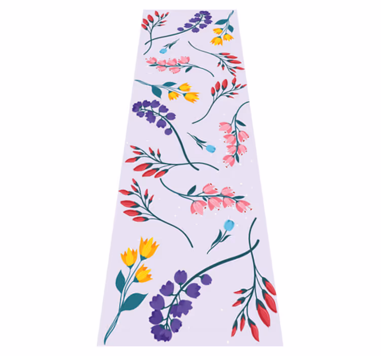 Vinyl tapijt bloemen en planten tuin minimalistisch - TenStickers