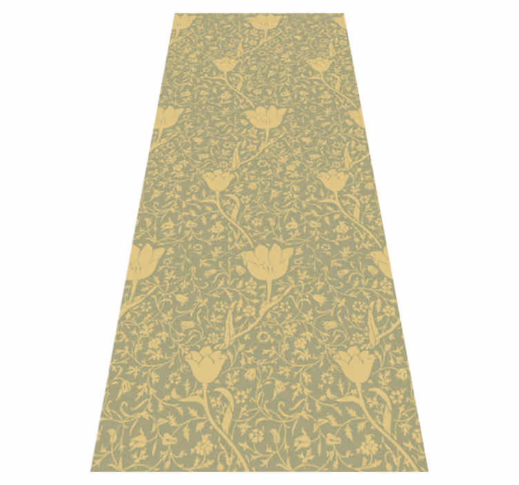 Vinyl tapijt bloemen en planten goudgroen subtiel patroon - TenStickers