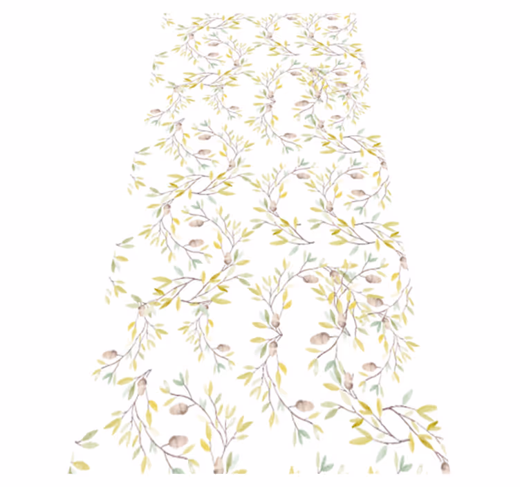 Vinyl tapijt bloemen en planten waterverf groene bladeren - TenStickers