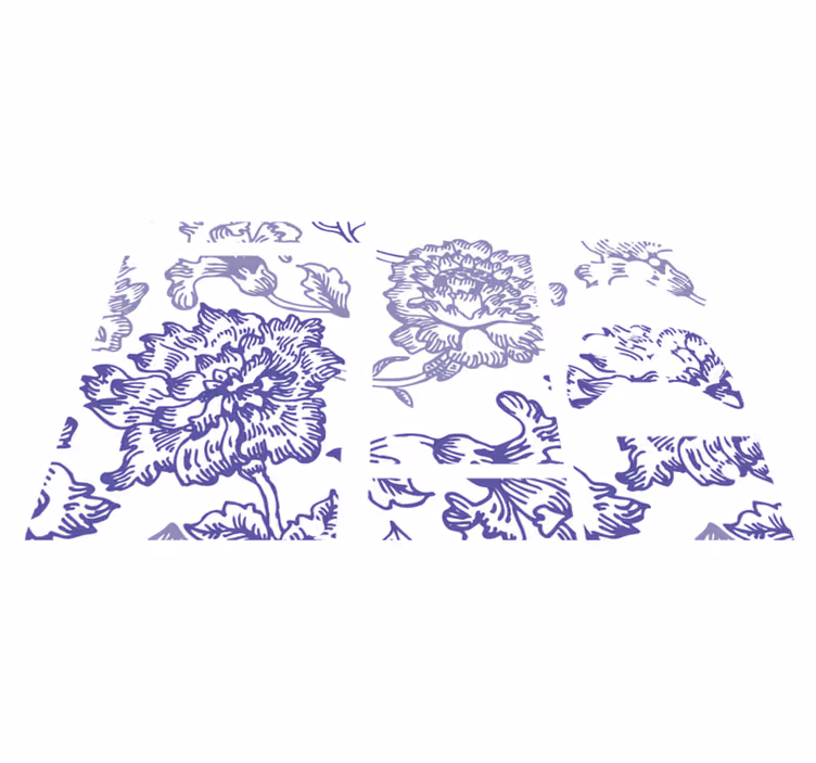Vinyl tapijt bloemen en planten zacht paarse bloemenpatroon - TenStickers