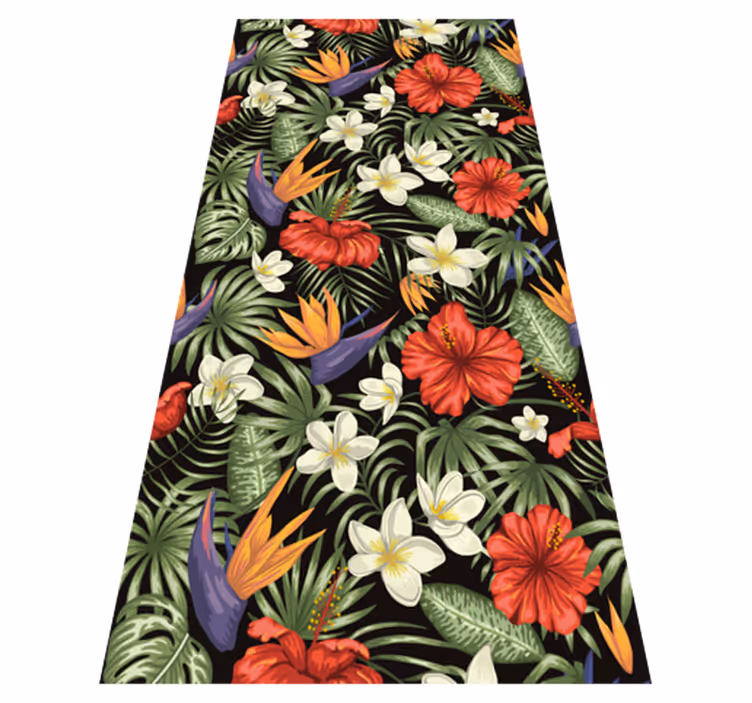 Vinyl tapijt bloemen en planten tropisch jungle patroon - TenStickers