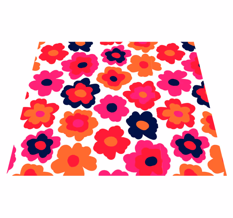 Vinyl tapijt bloemen en planten rode klaproos - TenStickers