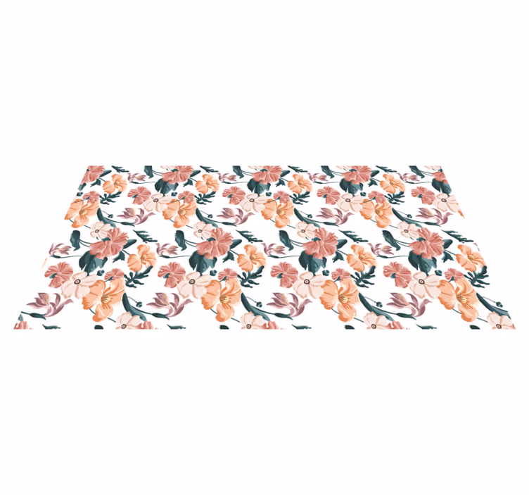 Vinyl tapijt bloemen en planten bloeiende motief arrangement - TenStickers