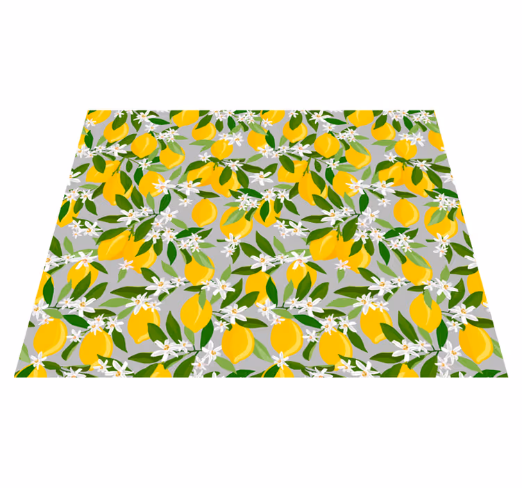 Vinyl tapijt bloemen en planten citroenbloemenpatroon - TenStickers