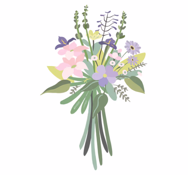 Vinyl tapijt bloemen en planten kleurige bloemenboeket - TenStickers