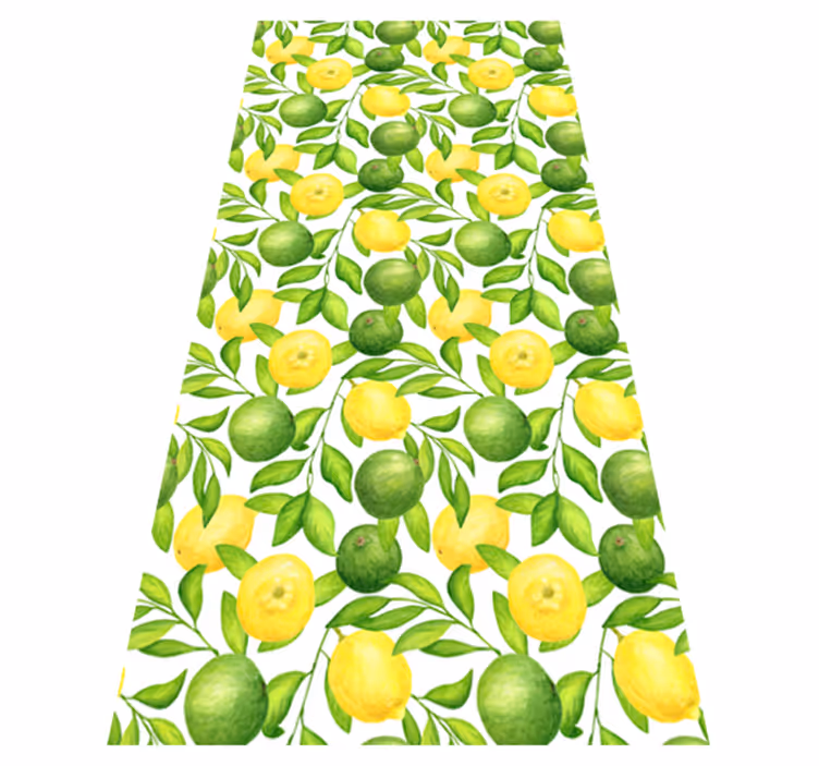 Vinyl tapijt bloemen en planten citroen en limoen patroon - TenStickers