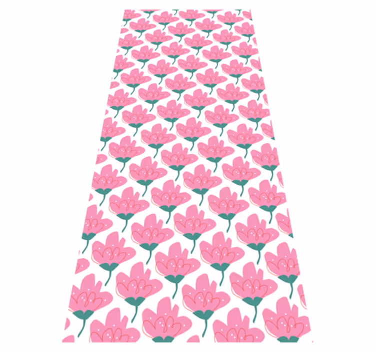 Vinyl tapijt slaapkamer met roze bloemen - TenStickers