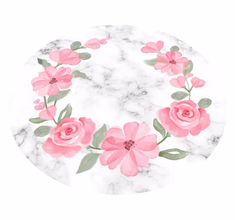 Vinyl tapijt slaapkamer bloemenkrans met marmer - TenStickers